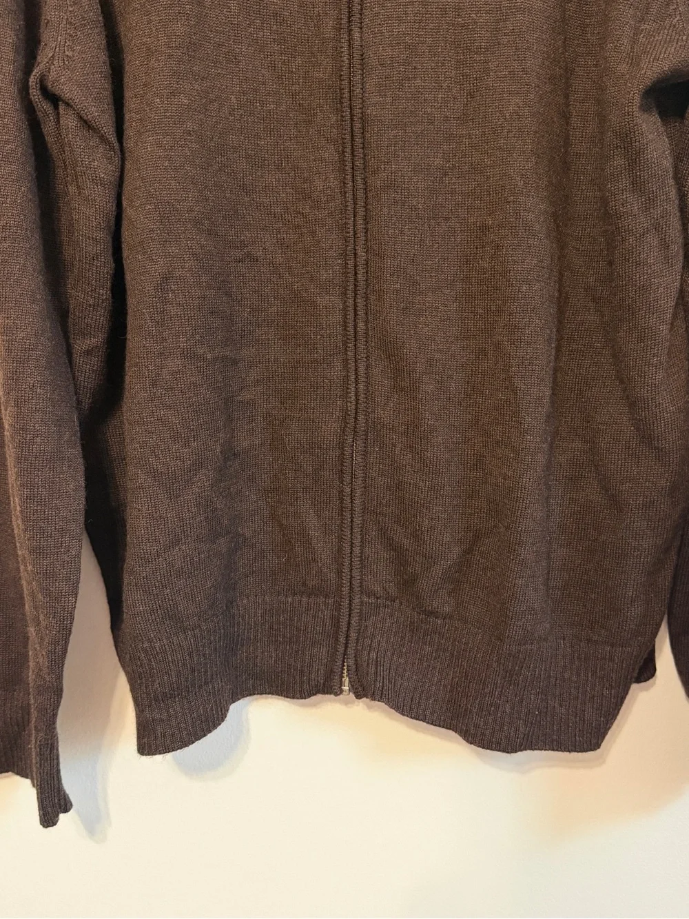 J CREW Mens Sweater Full Zip 100% Merino Wool Brown Casual Preppy LARGE